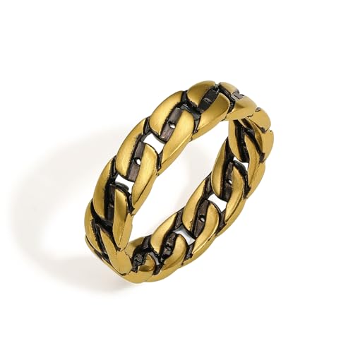 ZHOU LIU FU 24K Gold Ringe Stapelbare Bands Einfache Aussage Schwarze Gold Ringe Wirklicher Gold Schmuck für Männer Frauen Ringgröße 16 A019774 von ZHOU LIU FU