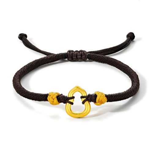 ZHOU LIU FU 24k Festes Goldarmband Kürbis Wulu Armband Kulturelle Segen glückverheißend Feng Shui Armband für Männer Frauen von ZHOU LIU FU