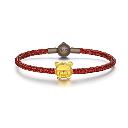 ZHOU LIU FU 24k festes Goldarmband, echter reines Goldschmuck Charmalm Armband Zodiac Tiger Kette für Frauen Männer Teen Girls24 von ZHOU LIU FU