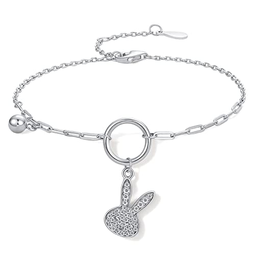 ZHOU LIU FU Damen Armband Silber 925, Armband Silber für Freundin Mutter Ehefrau Glänzender Zirkonia Verstellbares Armband mit Geschenk Box für Ostern 16+3cm (Kaninchen) von ZHOU LIU FU