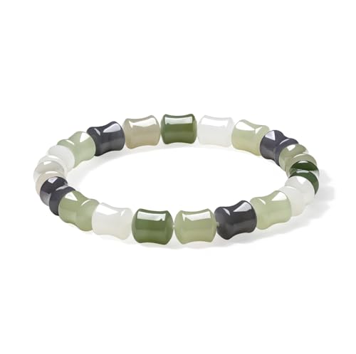 ZHOU LIU FU Hetian Jade Armbänder Natürliche Dunkle Helle Jadeperlen Verstellbares Stretcharmband Spiritueller Schmuck für Damen Mutter Geburtstag Jahrestag 18cm Y1914752 von ZHOU LIU FU