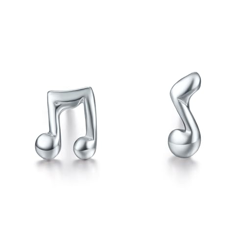 ZHOU LIU FU PT950 Platin Ohrringe Musiknote Kleine Ohrstecker Asymmetrische Rhythmus Ohrstecker Weißgold Winziger Schmuck für Damen Freundinnen Töchter Jubiläums Geburtstagsgeschenke PT092069 von ZHOU LIU FU