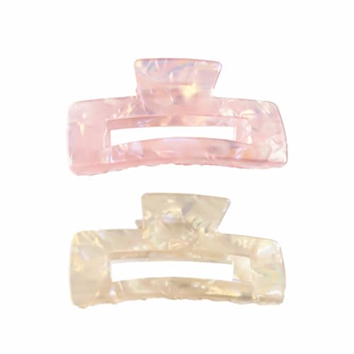 ZHOUMEIWENSP 2 Stück große Haarklammern für dickes Haar, Schildkröten-Haarspangen, Acryl-Zelluloid, französischer Schmetterlings-Kiefer-Clips, starker Halt für Frauen und Mädchen (Rosa & Gelb) von ZHOUMEIWENSP