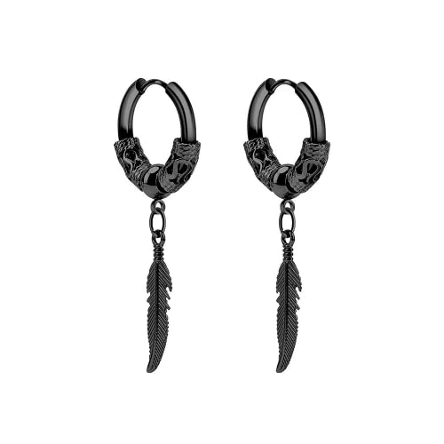 ZHOUMEIWENSP Herren Damen Gothic Punk Schwarz Edelstahl Unregelmäßige Form Design Creolen 2.8*1.3*2.5cm 4.5g Metall Kein Edelstein von ZHOUMEIWENSP