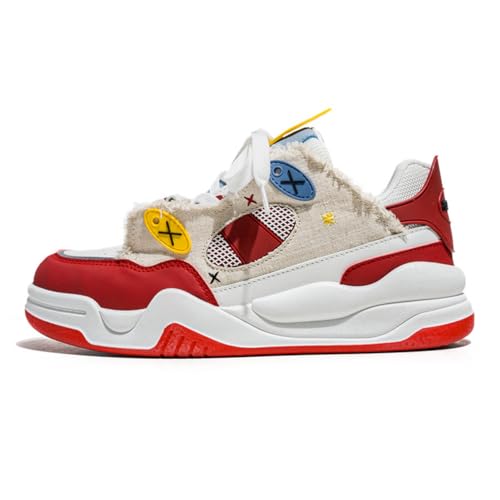 Herren Plateau-Sneaker Retro Atmungsaktives Mesh Leichte rutschfeste Freizeitschuhe für Reise & Stadt Rot Größe 42 von ZHOUPULP