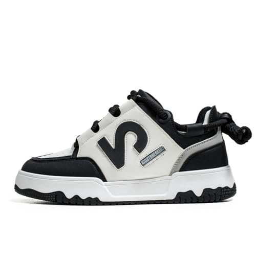 Herren Retro Plateausneaker Atmungsaktiv Leichte rutschfeste Freizeitschuhe für Reise & Stadt 03 Schwarz Größe 41 von ZHOUPULP