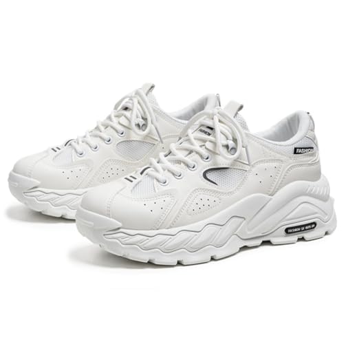 ZHOUPULP Herren Chunky Sneakers Mode Casual Sportschuhe Atmungsaktives Mesh Turnschuhe Joggingschuhe 81 Weiß EU 40 von ZHOUPULP