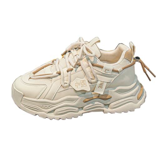 ZHOUPULP Herren Chunky Turnschuhe Mode Farbblock Turnschuhe Leichte Atmungsaktive Retro Freizeitschuhe 281 Beige EU 40 von ZHOUPULP
