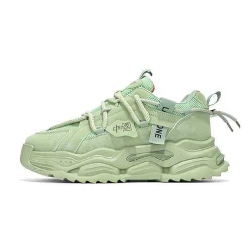 ZHOUPULP Herren Chunky Turnschuhe Mode Farbblock Turnschuhe Leichte Atmungsaktive Retro Freizeitschuhe 281 Grün EU 40 von ZHOUPULP