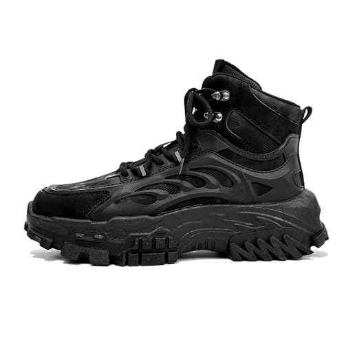 ZHOUPULP Herren High Top Mode Turnschuhe Lässige Athletic Wanderschuhe Bequeme Chunky Sneakers Schwarz EU 44 von ZHOUPULP