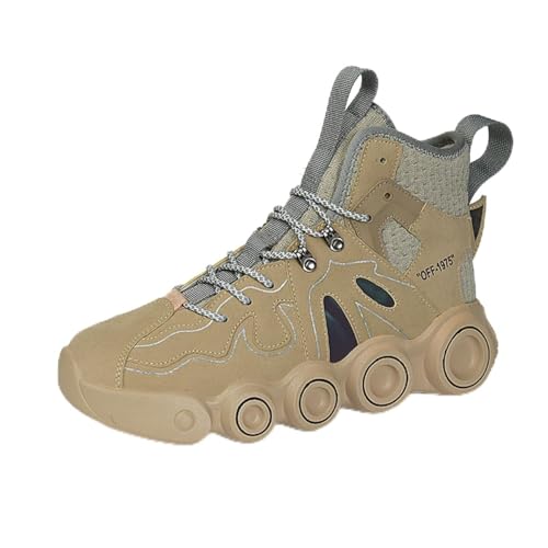 ZHOUPULP Herren High-Top Platform Sneaker Atmungsaktiv mit reflektierenden Details für Streetwear & tägliches Tragen Khaki Samt EU Größe 40 ZHOUPULP Herren High-Top Platform Sneaker Atmungsaktiv mit reflektierenden Details für Streetwear & tägliches Tragen Khaki Samt EU Größe 40 von ZHOUPULP