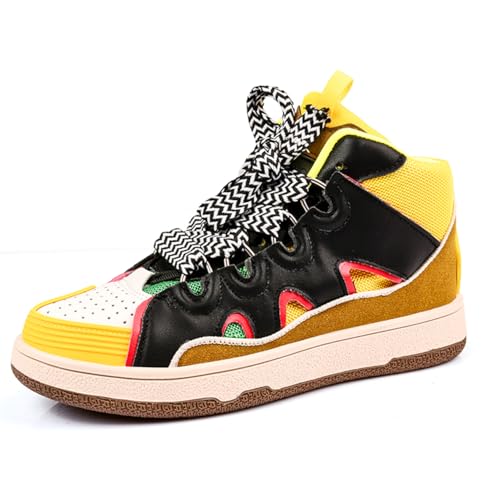 ZHOUPULP Herren High Top Sneaker Atmungsaktive Mode-Schuhe Gepolsterte Sohle für Streetwear & Freizeitsport Gelb Größe 41 von ZHOUPULP