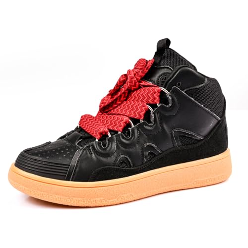 ZHOUPULP Herren High Top Sneaker Atmungsaktive Mode-Schuhe Gepolsterte Sohle für Streetwear & Freizeitsport Schwarz Größe 39 von ZHOUPULP