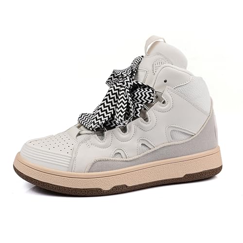 ZHOUPULP Herren High Top Sneaker Atmungsaktive Mode-Schuhe Gepolsterte Sohle für Streetwear & Freizeitsport Weiß Größe 40 von ZHOUPULP