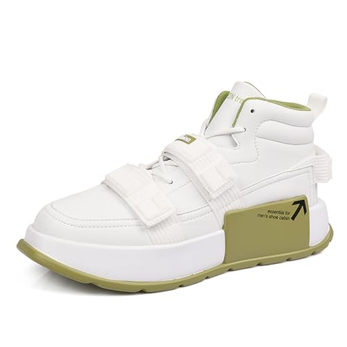 ZHOUPULP Herren High Top Sneaker Chunky Plattform mit Verstellbarem Klettverschluss für Streetstyle & Sport Weiß Größe 39 von ZHOUPULP