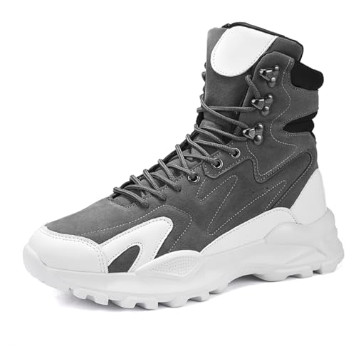 ZHOUPULP Herren High Top Sneaker aus Wildleder Leichte Freizeitschuhe mit Rutschfester Sohle für Streetwear & Alltag Grau EU Größe 45 von ZHOUPULP