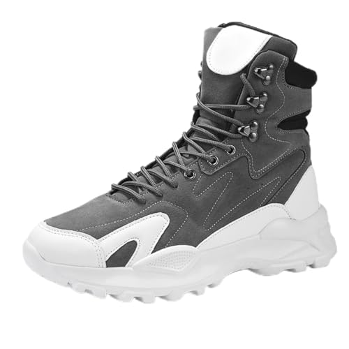 ZHOUPULP Herren High Top Sneaker aus Wildleder Leichte Freizeitschuhe mit Rutschfester Sohle für Streetwear & Alltag Grau Samt EU Größe 40 von ZHOUPULP