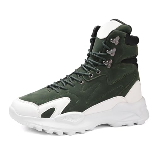 ZHOUPULP Herren High Top Sneaker aus Wildleder Leichte Freizeitschuhe mit Rutschfester Sohle für Streetwear & Alltag Grün EU Größe 39 von ZHOUPULP