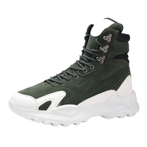 ZHOUPULP Herren High Top Sneaker aus Wildleder Leichte Freizeitschuhe mit Rutschfester Sohle für Streetwear & Alltag Grün Samt EU Größe 41 von ZHOUPULP