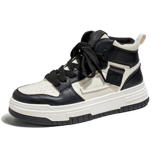 ZHOUPULP Herren High Top Turnschuhe mit Plateau-Sohle Leichte Freizeitschuhe für Streetwear und tägliches Gehen Schwarz Größe 42 von ZHOUPULP
