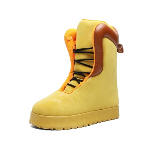 ZHOUPULP Herren Mode Stiefelette Komfort Schnürung High-Top Freizeitschuhe Puffy Plateau-Stiefel Gelb 43 von ZHOUPULP