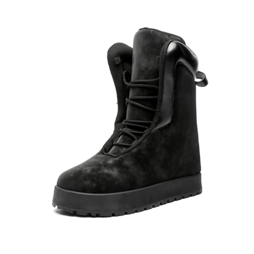 ZHOUPULP Herren Mode Stiefelette Komfort Schnürung High-Top Freizeitschuhe Puffy Plateau-Stiefel Schwarz 40 von ZHOUPULP
