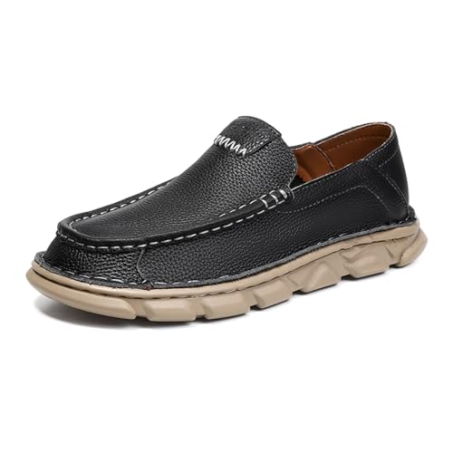 ZHOUPULP Herren Slip On Leder Loafers Klassisch Business Casual Schuhe Weiche Täglich Flats Boot zum Gehen Fahren Schwarz EU 41 ZHOUPULP Herren Slip On Leder Loafers Klassisch Business Casual Schuhe Weiche Täglich Flats Boot zum Gehen Fahren Schwarz EU 41 von ZHOUPULP