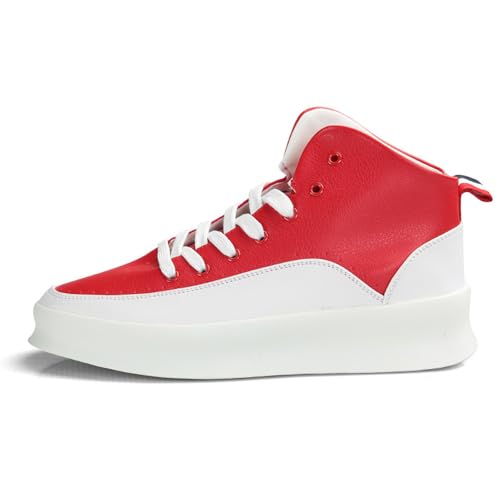 ZHOUPULP Herren Sneaker High Top mit Plateau-Sohle Retro Streetwear Bequeme Freizeitschuhe für täglichen Rot Größe 43 von ZHOUPULP