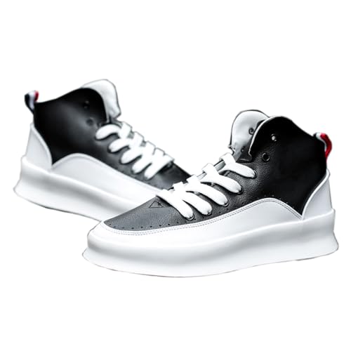 ZHOUPULP Herren Sneaker High Top mit Plateau-Sohle Retro Streetwear Bequeme Freizeitschuhe für täglichen Schwarz Weiß Größe 43 von ZHOUPULP