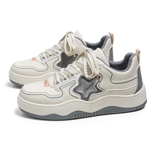 ZHOUPULP Herren Y2K Stern Plattform Sneaker Atmungsaktive Low-Top Skateschuhe für Streetwear & Campus 959 Grau Größe 41 von ZHOUPULP