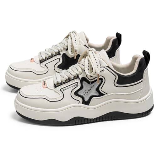 ZHOUPULP Herren Y2K Stern Plattform Sneaker Atmungsaktive Low-Top Skateschuhe für Streetwear & Campus 959 Schwarz Größe 40 von ZHOUPULP