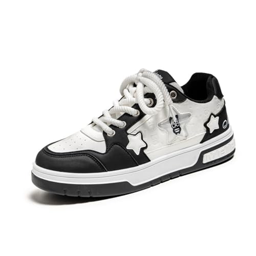 ZHOUPULP Herren Y2K Stern Sneaker Atmungsaktive Leichte Skateschuhe für Streetwear & Skateboarding 985 Schwarz Größe 41 von ZHOUPULP
