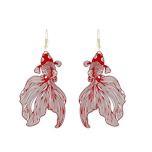 ZHOUSUFEN Einzigartige geometrische Ohrringe, trendige und modische hohle Fischohrhaken für Frauen, die einzigartige Accessoires lieben, 4.6x3.1cm, Metall von ZHOUSUFEN