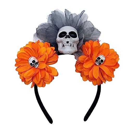 ZHOUSUFEN Haarband in Blumen- und Totenkopf-Form, für Damen, Halloween, Party, Haarreif, Haarband, Frau, Fotografieren, Haarschmuck von ZHOUSUFEN