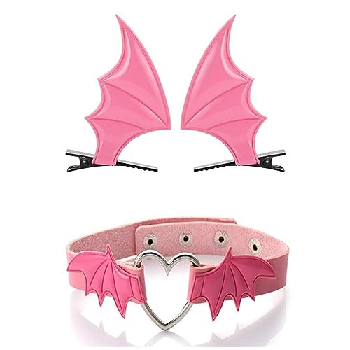 ZHOUSUFEN Haarspange und Halsreif für Mädchen, Halloween-Kostüm, Haarspange, Halloween, Fledermausflügel von ZHOUSUFEN