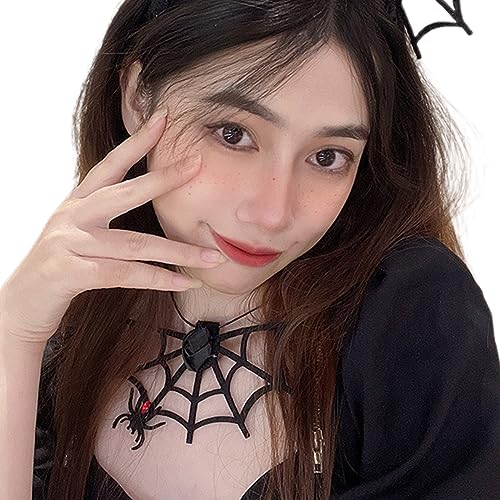 ZHOUSUFEN Halloween-Spinnennetz-Schmuck-Anhänger, schwarze Spinnen-Ohrringe, Statement-Spinnenanhänger, Halskette, Damen-Party-Zubehör von ZHOUSUFEN