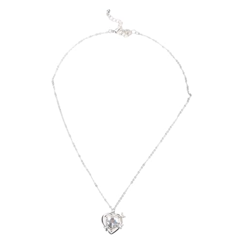ZHOUSUFEN Halskette mit koreanischem Kristallanhänger in Herzform für Damen und Mädchen, Schlüsselbeinkette, Stern, einfache Halsketten, modischer Party-Schmuck, 42+7cm, Metall von ZHOUSUFEN