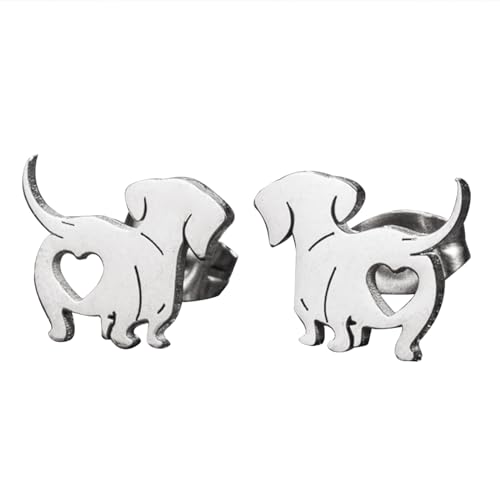 ZHOUSUFEN Hübsche Dackel-Ohrstecker, Tierohrschmuck, Legierung, niedlicher Dackel-Ohrstecker, für Damen und Mädchen von ZHOUSUFEN