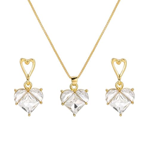 ZHOUSUFEN Kristall-Anhänger, Halskette, Ohrringe, modisches Accessoire, zierliche Kette, Halskette, Ohrringe für Damen, See dimensional drawing, Metall von ZHOUSUFEN