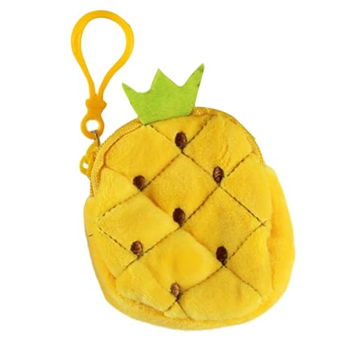 ZHOUSUFEN Niedliche Plüsch-Münzgeldbörse, Cartoon-Obst, Münztasche, Schlüsselhalter, Clutch, Kopfhörer, Datenkabel, Aufbewahrungstasche, Geschenk für Kinder, Ananas, 8 cm von ZHOUSUFEN