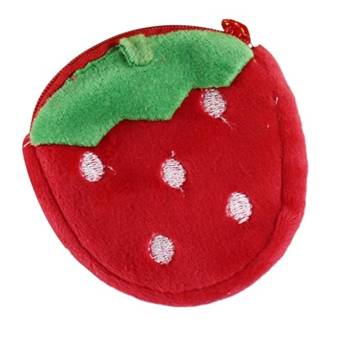 ZHOUSUFEN Niedliche Plüsch-Münzgeldbörse, Cartoon-Obst, Münztasche, Schlüsselhalter, Clutch, Kopfhörer, Datenkabel, Aufbewahrungstasche, Geschenk für Kinder, Rot - Strawberry Red, 8 cm von ZHOUSUFEN