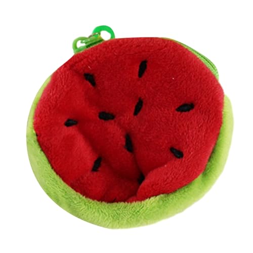 ZHOUSUFEN Niedliche Plüsch-Münzgeldbörse, Cartoon-Obst, Münztasche, Schlüsselhalter, Clutch, Kopfhörer, Datenkabel, Aufbewahrungstasche, Geschenk für Kinder, wassermelone, 8 cm von ZHOUSUFEN