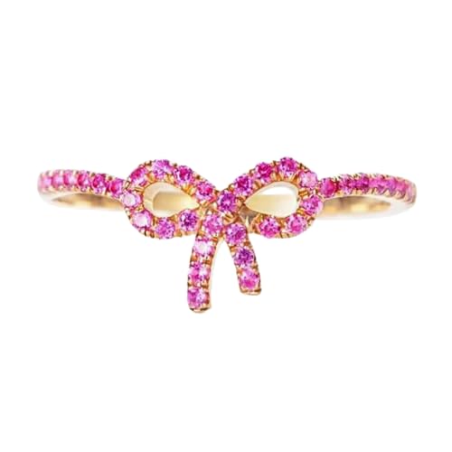 ZHOUSUFEN Schöne Schleifenringe mit Fliege, Zirkon, Kristallschleife, exquisiter Schmuck für den täglichen Gebrauch, Party, As Shown, Metall von ZHOUSUFEN