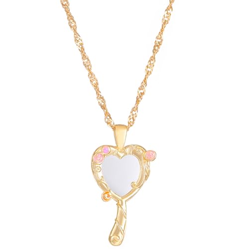 ZHOUSUFEN Spiegel-Halskette für Damen, Prinzessinnen-Halsband, goldfarben, silberfarben, Schlüsselbeinkette, Partyschmuck, As shown, Metall von ZHOUSUFEN
