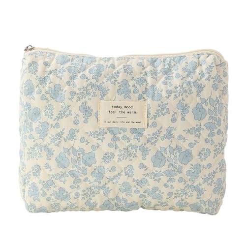 ZHOUSUFEN Stilvolle Make-up-Tasche mit großem Fassungsvermögen, Reise-Wickel-Organizer mit Blumenmuster von ZHOUSUFEN