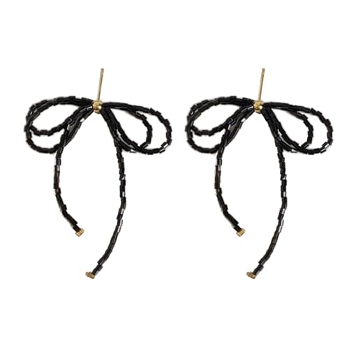 ZHOUSUFEN Temperament-Ohrringe im Winter, einfache Perlen, Schleife, Tropfenohrringe, modische Quasten, Tropfenohrringe, Partyschmuck, As Shown, Metalllegierung, Acryl von ZHOUSUFEN