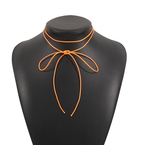 ZHOUSUFEN Verstellbare Halskette mit Bowknot-Anhänger, stilvolle Schlüsselbeinkette mit einfachem Bowknot-Anhänger, elegante Kordel-Halskette von ZHOUSUFEN