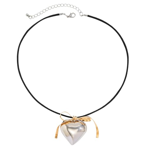 ZHOUSUFEN Verstellbare Herz-Schleifenohrringe/Halskette, stilvolles Liebesschleifenmotiv, Ornament für Frauen und Mädchen, elegantes Partyzubehör von ZHOUSUFEN