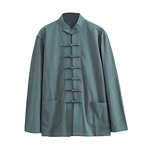 ZHOUXIAO Losen Tang Anzug Bequeme Baumwollwäsche Kampfkunstanzug Männer Chinesische traditionelle Kleidung, atmungsaktive Kung -Fu -Uniformen Tai Chi Kleidung Langarm Hemd green-4XL von ZHOUXIAO
