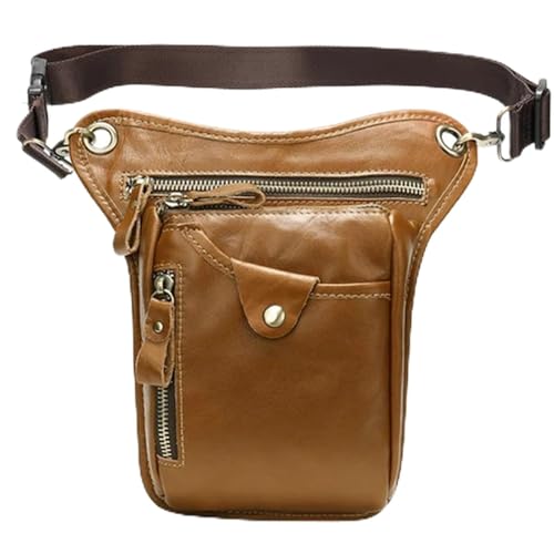 Beintasche Motorrad Leder-Beintasche in Hüfttasche, Motorradtasche, Gürteltasche, Handytasche, Reisetasche for Männer, kleine Beintasche(Brown) von ZHOUXYFDC
